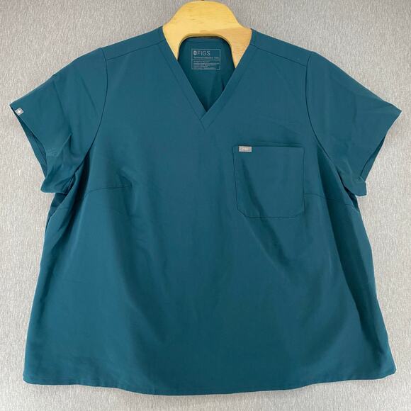 FIGS Technical Collection Scrub Top Green V-Neck Pocket Womens 6XL‎ - Picture 2 of 7